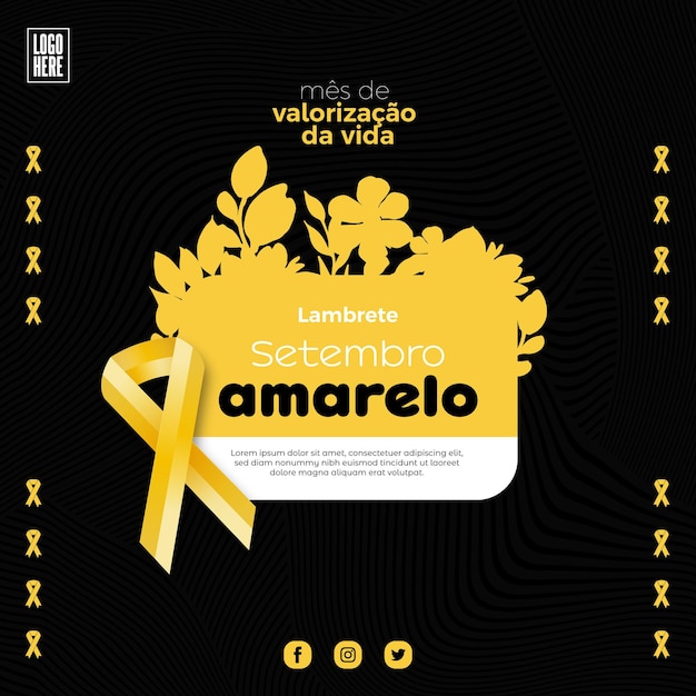 포르투갈어로 된 Setembro Amarelo의 소셜 미디어 포스터