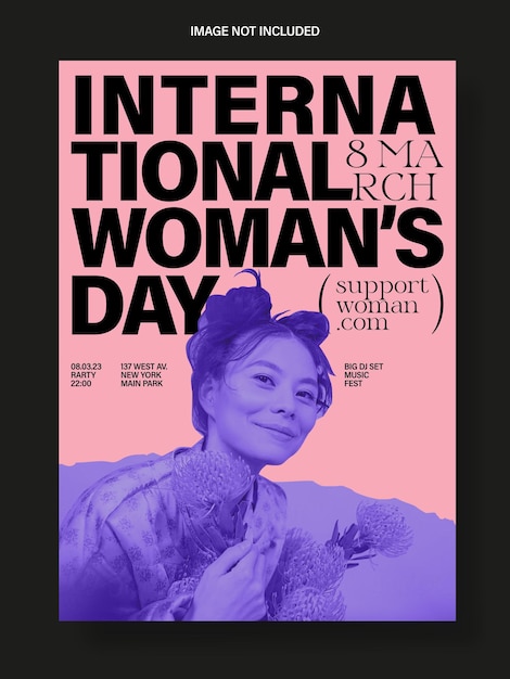 Vector social media poster template for women's day march 8 party invitation poster in trendy style