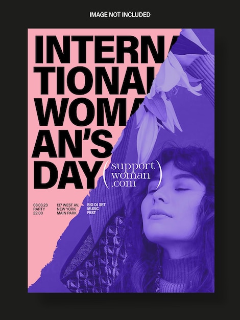 social media poster template for women's day march 8 party invitation poster in trendy style