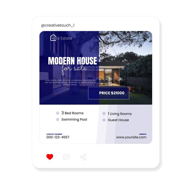 Vector social media postontwerp sjabloon voor onroerend goed