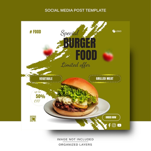 Social media postontwerp voor restaurantmenu