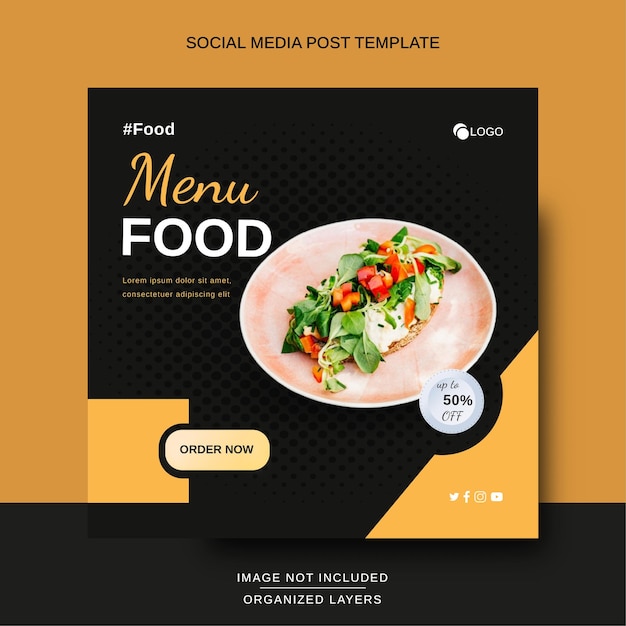 Social media postontwerp voor voedselmenu