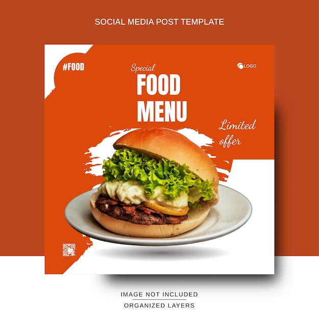 Social media postontwerp voor voedselmenu