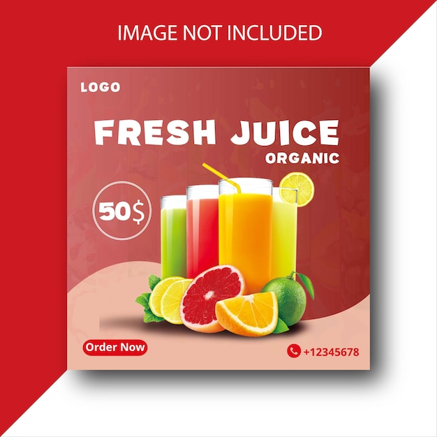 social media posts banners designs for fresh organic fruits juice