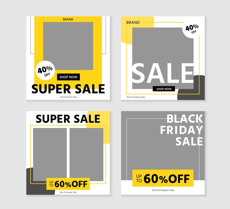 Vector social media posts illustrations trendy editable template for social network message black friday sale banner template
