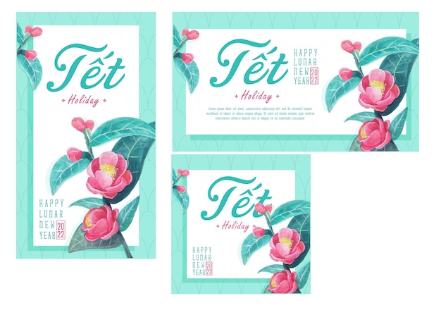 Vector social media posts for tet holiday