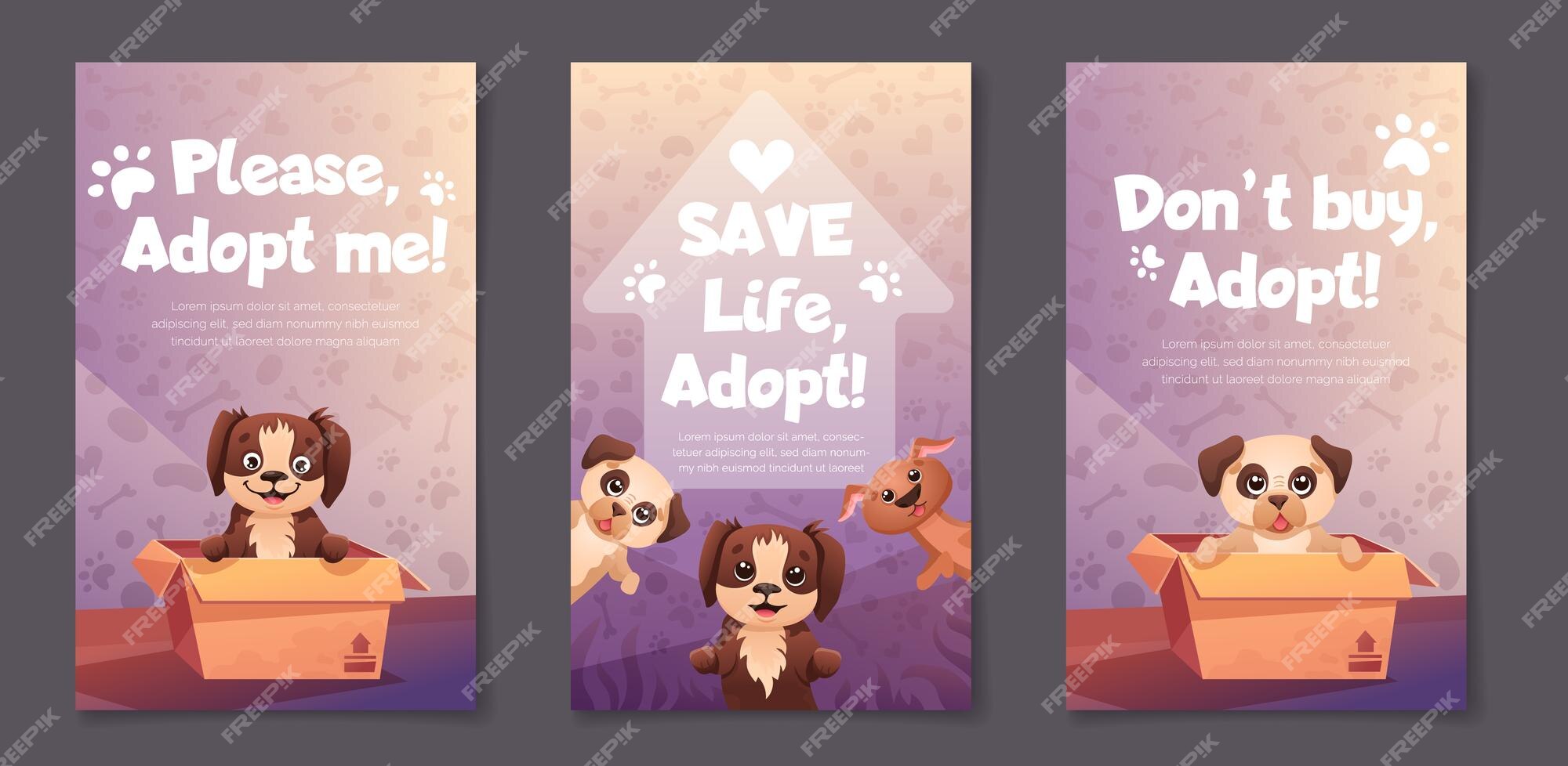 Social Media Poster Design With Pet Adoption Promotion Adopt Me Banner With  Cute Dogs Funny Cats Paw Print Patterns Vector Cartoon Template For Flyer  Design Web Page Posters Stock Illustration - Download