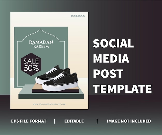 Vector social media postsjabloon ramadan kareem ontwerp minimalistisch