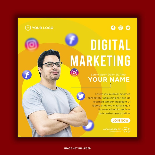 Social media postsjabloon voor digitaal marketingbureau premium vector