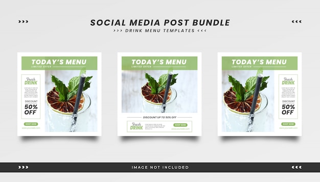 Social media postsjabloon voor drankmenu