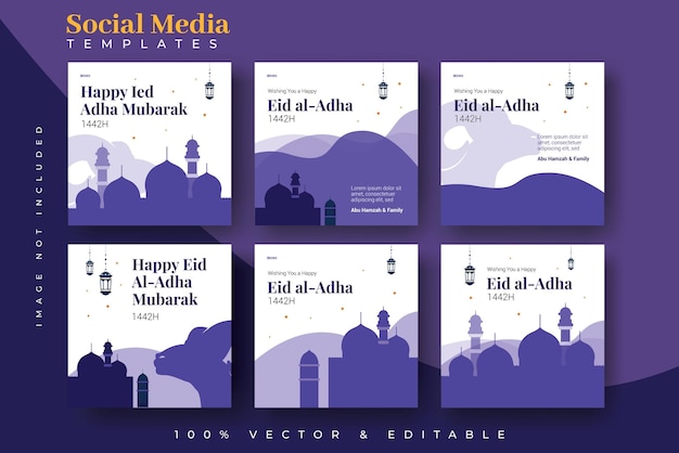 Vector social media-postsjabloon voor eid al adha-viering eid al adha sociale post