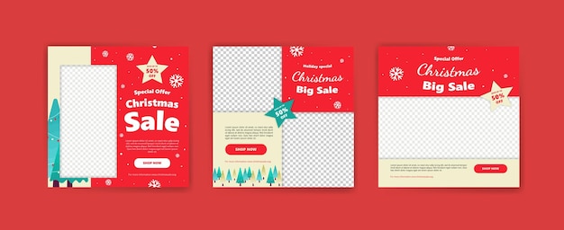 Social media postsjabloon voor kerstverkoopbanner voor marketing voor kerstviering