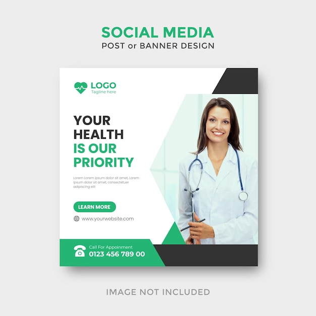 Social media postsjabloon voor medische gezondheid