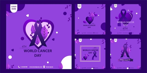 Social media postsjabloon wereldkankerdag om wereldkankerdag op 4 februari te herdenken met vec