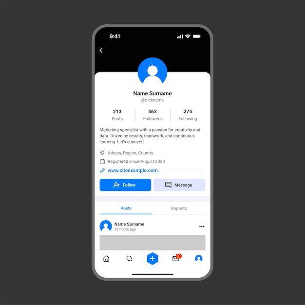 Social Media Profile Mockup Profile Page and Post Template