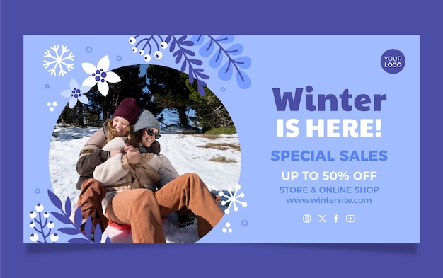 Vector social media promo template for winter season celebration