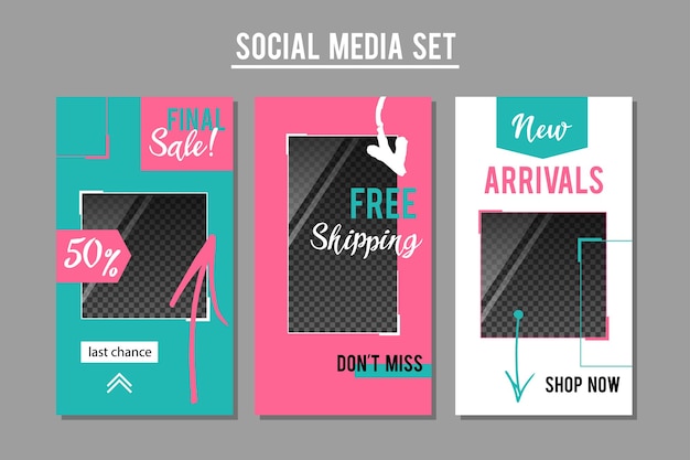 Social media promotion banners set Vector graphic design templates