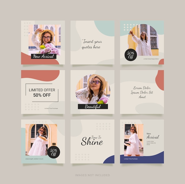 Social media puzzle instagram feed template