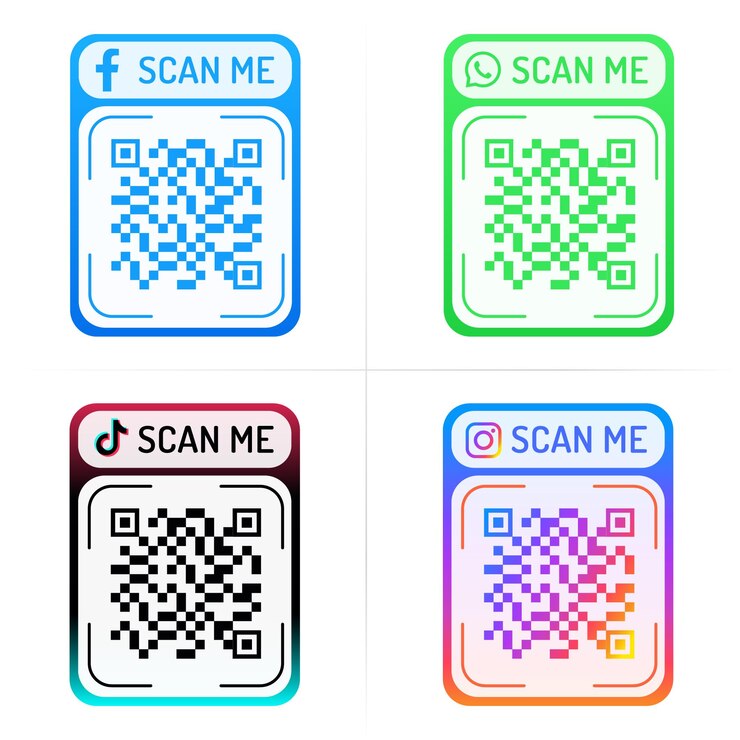 Vector 소셜 미디어 qr 코드 바코드 스캔