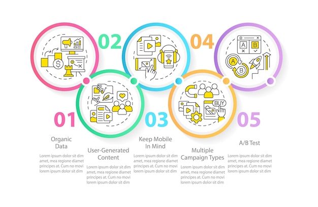 Social media reclametips cirkel infographic sjabloon