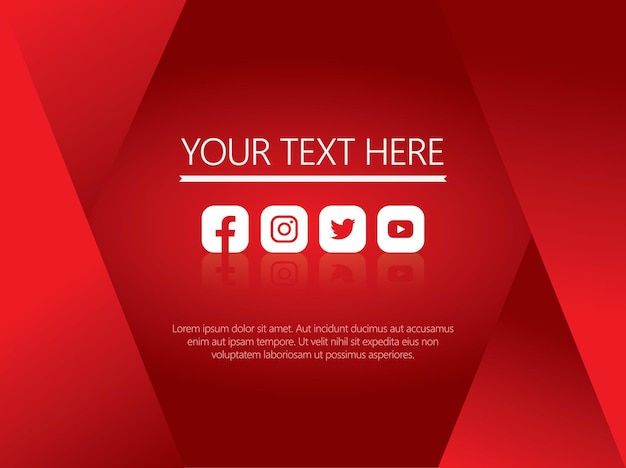 Social media red backrground design