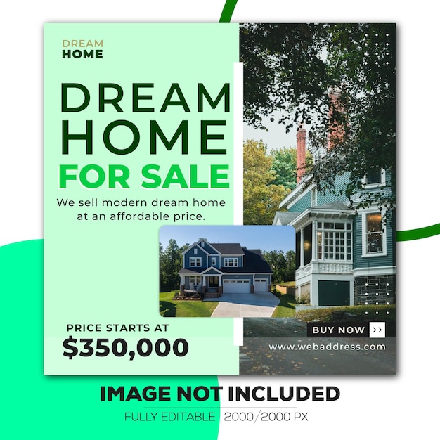 Vector social media sale poster design for dream home.