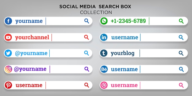 Raccolta di caselle di ricerca sui social media