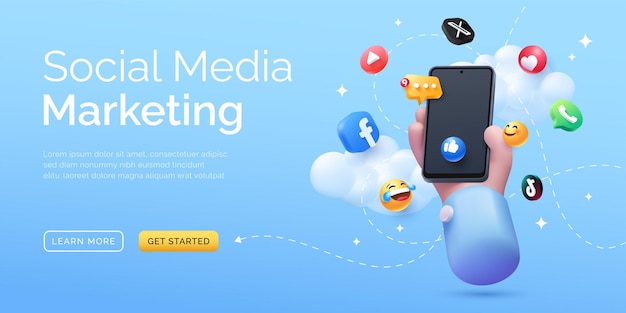 Social media seo marketing illustration