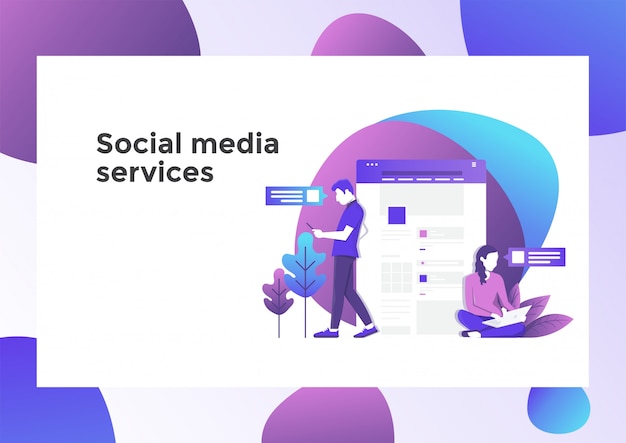 Vector social media services illustration page