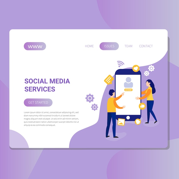 Social media services illustration for website