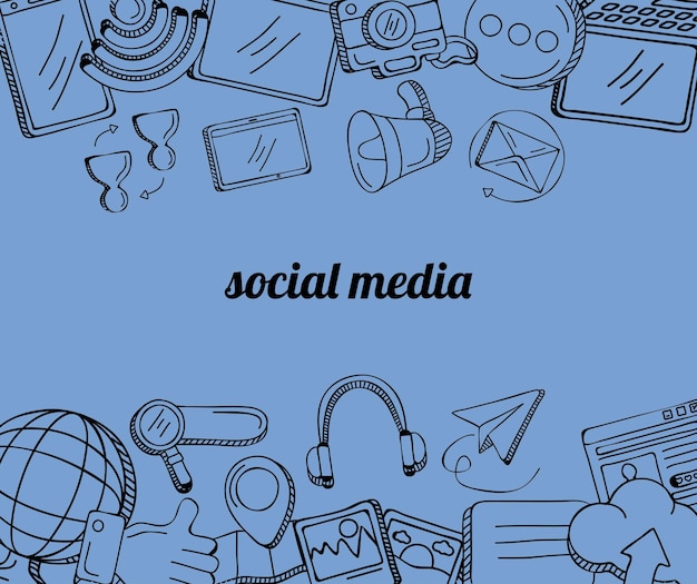 Social media set icons frame