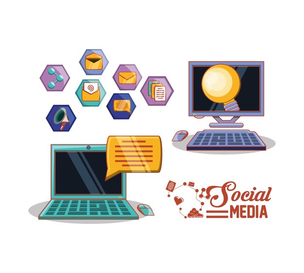 Vector social media set icons vector illustration design