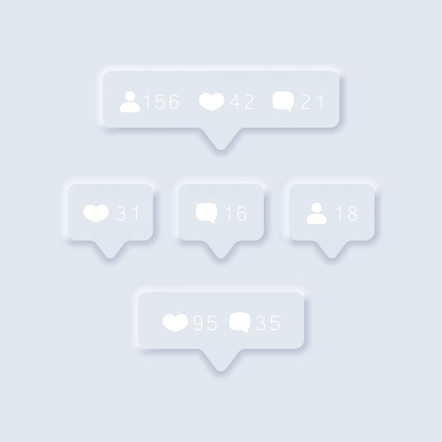 Social media set notifications icons