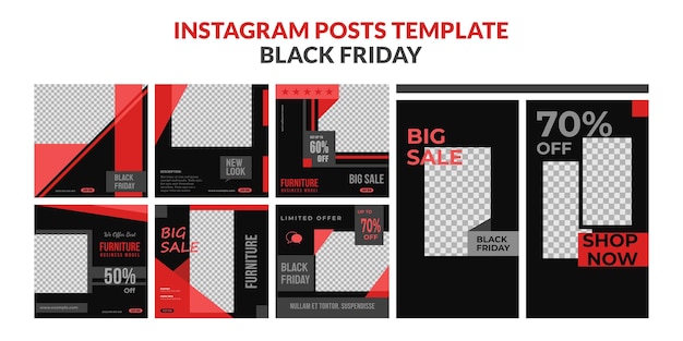 Social media set, square and story template. black friday furniture, also for fashion product