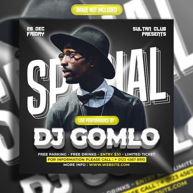 Social media sjabloon speciaal nachtfeest