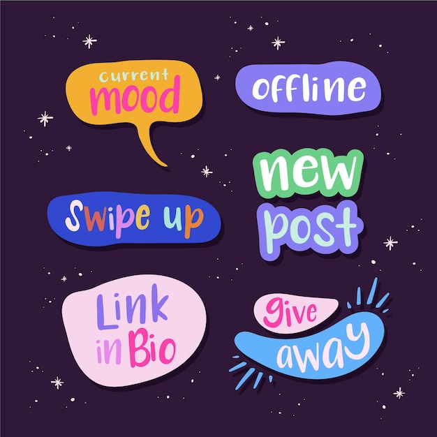 Social media slang bubbles collection