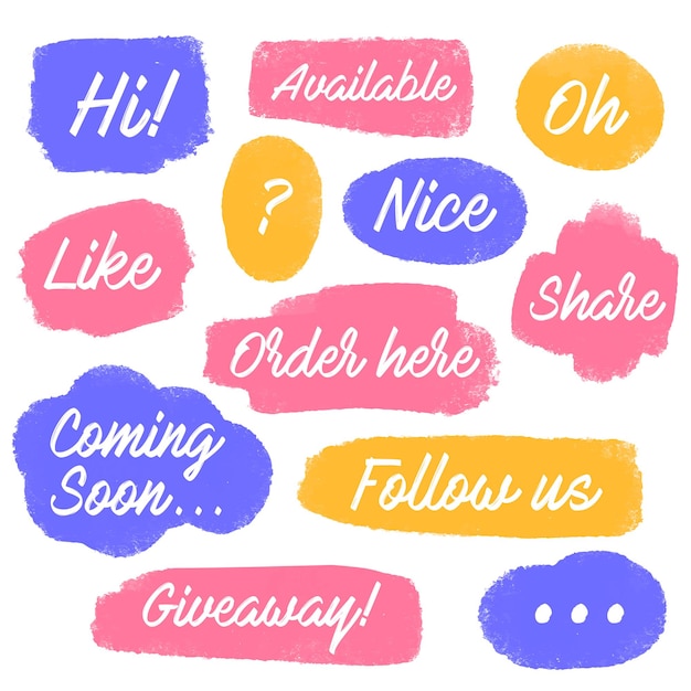 Social media speech bubble brush stroke collection