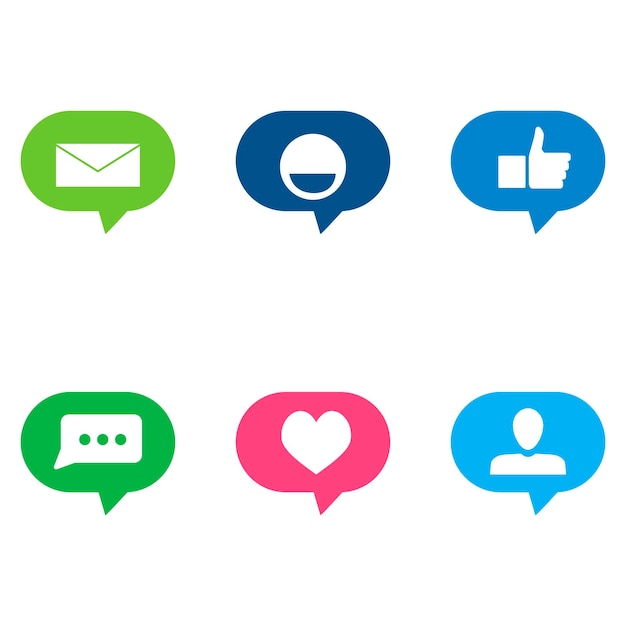 Vector social media speech bubble colored for counting