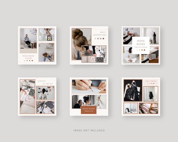 Social media square template set