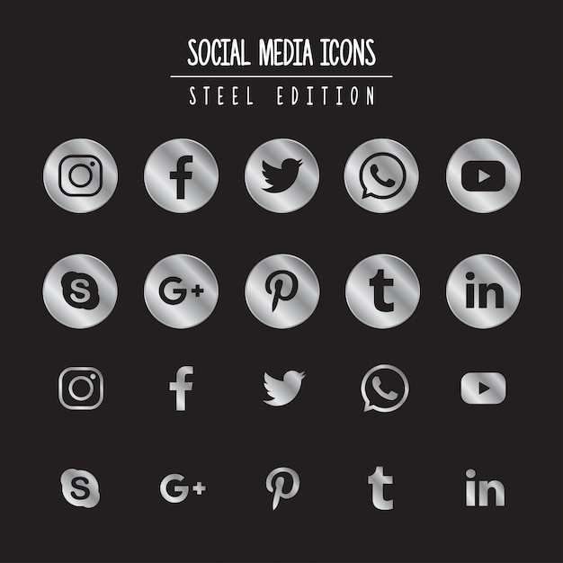 Вектор social media steel edition