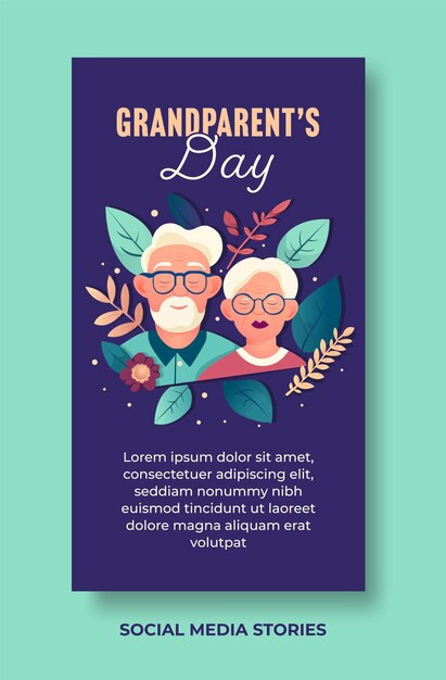 Vector social media stories design template for grandparents day celebration