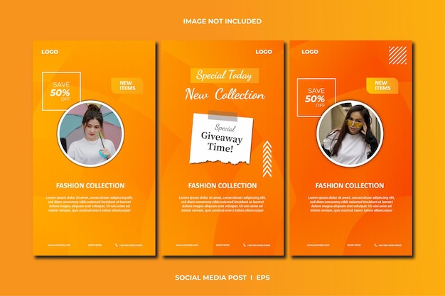 Vector social media stories for online fashion sale