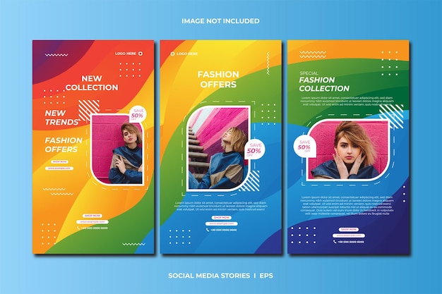 Vector social media stories for online fashion sale