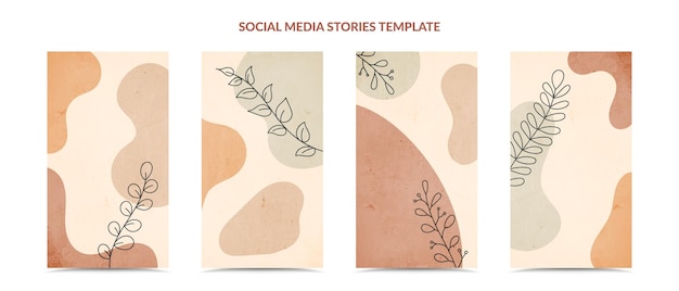 Social media stories and post creative cover set. minimal trendy hand draw style.