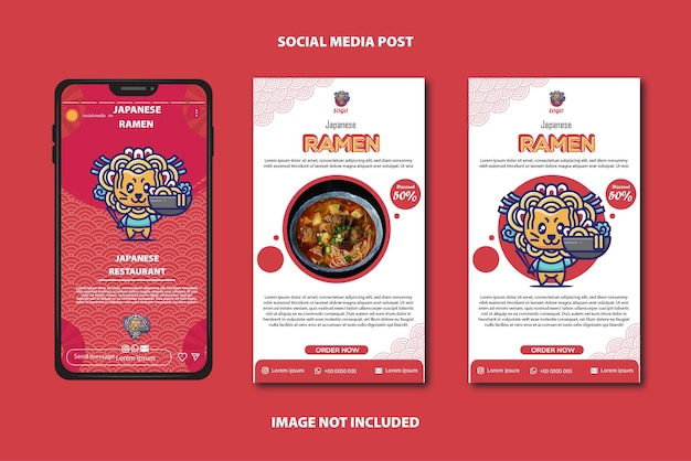 Social media stories template japanese food