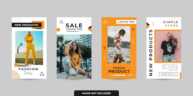 social media stories template pack vector