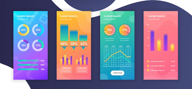 Social media stories templates whith infographic elements data visualization