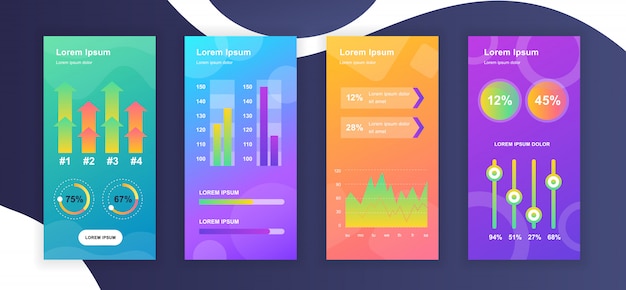 Modelli di storie sui social media con visualizzazione dei dati degli elementi infografici