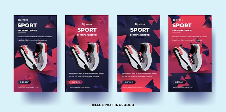 Vector social media story banner sport shopping store