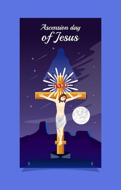 Social media story design jesus ascension concept illustration